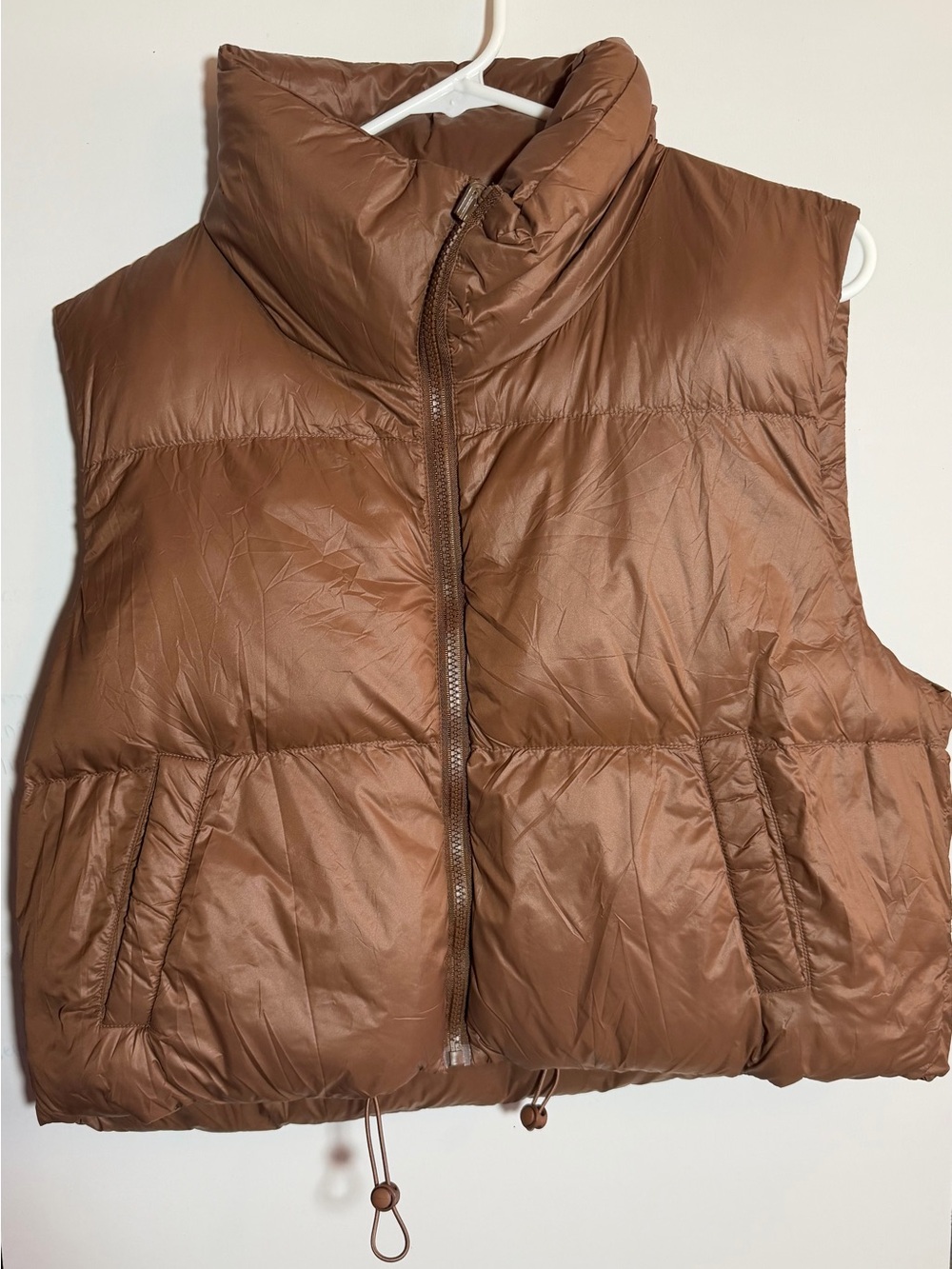 Women’s Brown Puffer Vest - Insulated Quilted Sleeveless Jacket